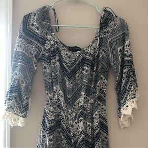 See You Monday Women’s Romper Blue/ White Size M